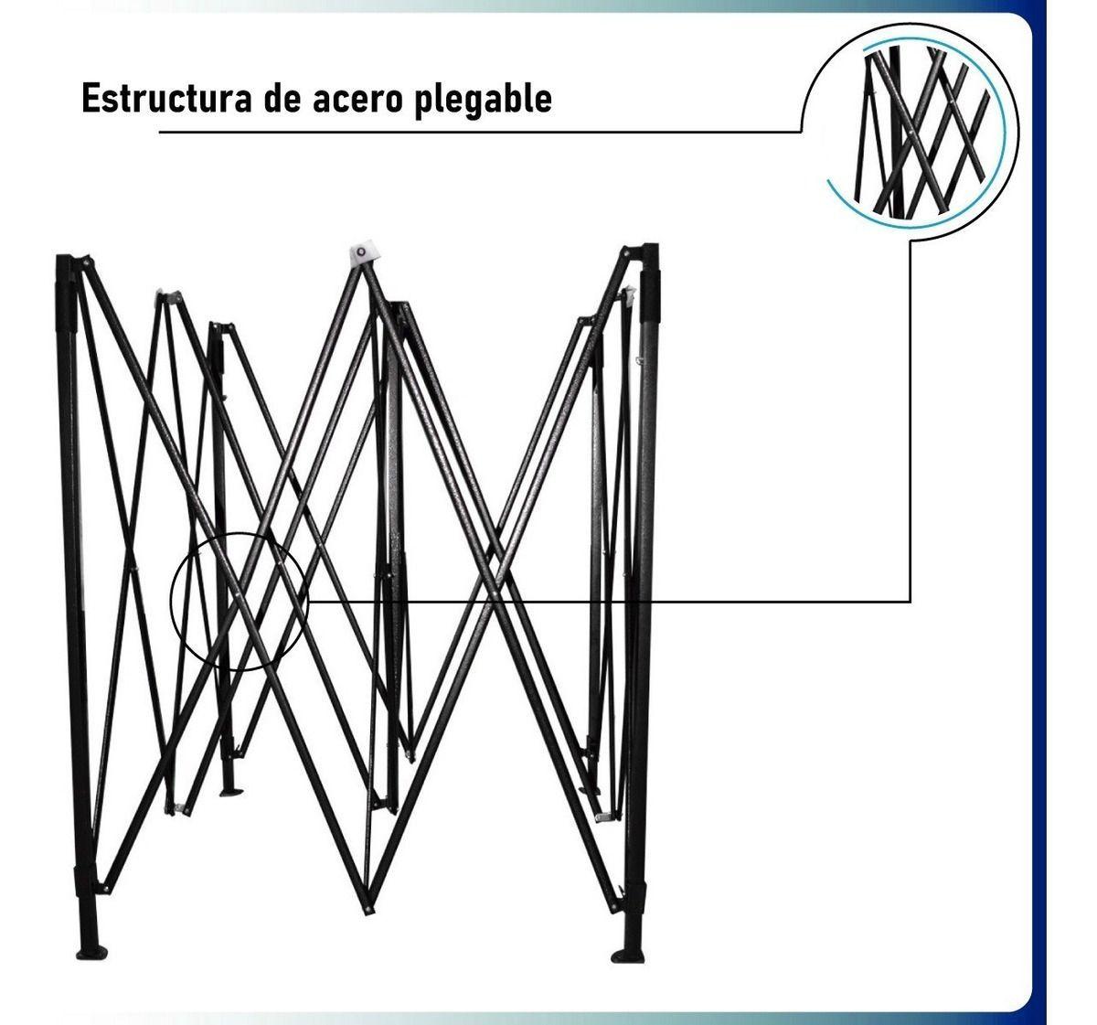 Toldo 6x3 Azul Paredes Plegable Impermeable Araña-7