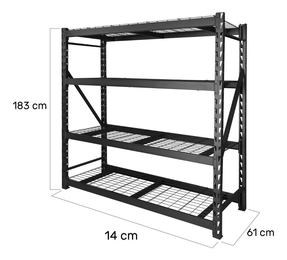 Estante Metalico 3600 kg 4 Niveles Ajustables Anaquel Acero Rack Industrial-3