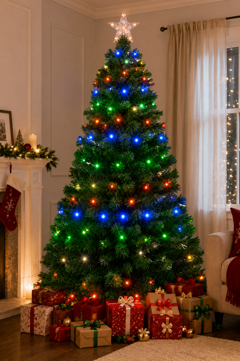rbol De Navidad LED 180 Cm Con Luces Integradas Y Estrella Incluida Preiluminado Jardimex-4