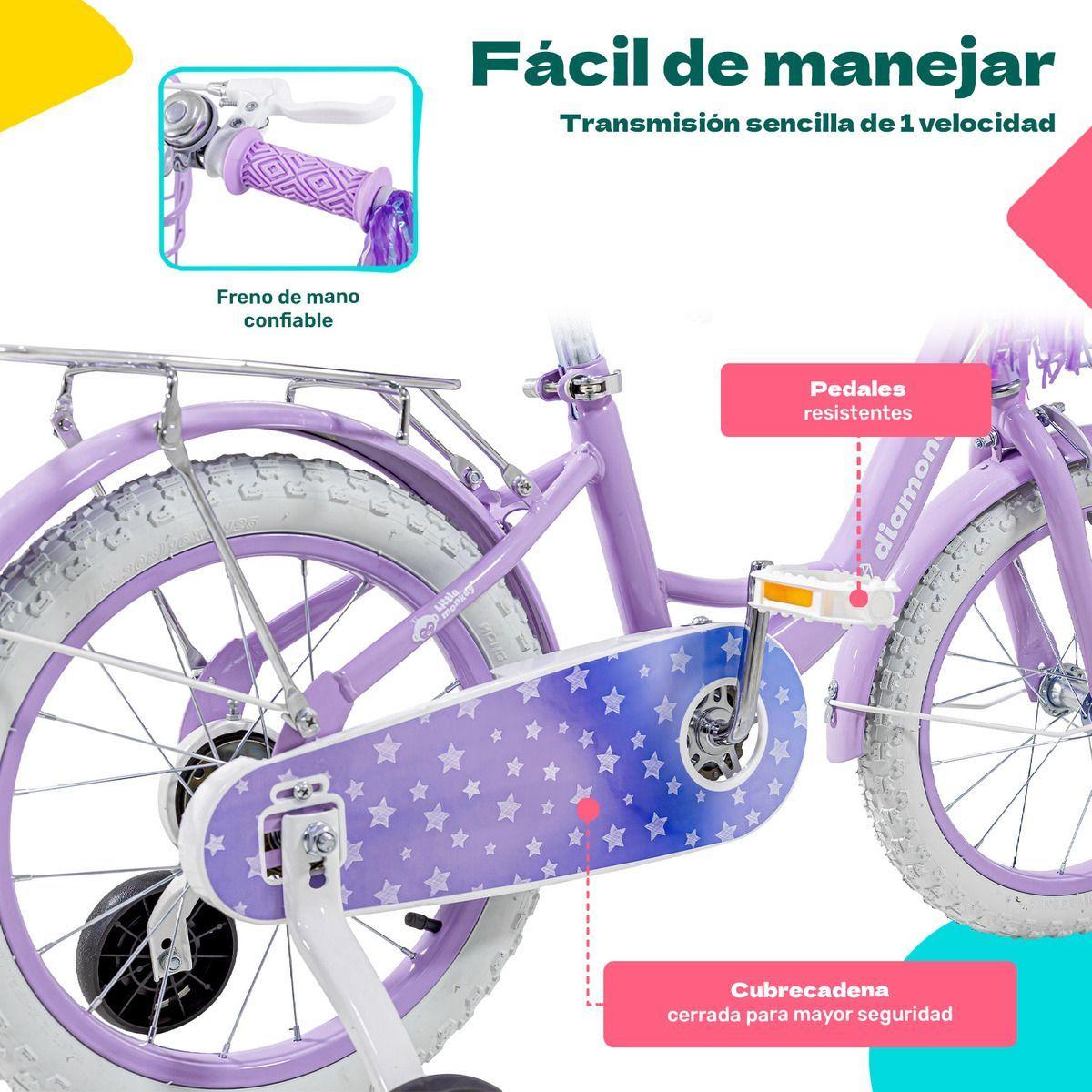 Bicicleta Infantil Morada Ni a Rodada 16 Con Canasta Color Morado Tama o Del Cuadro S-3