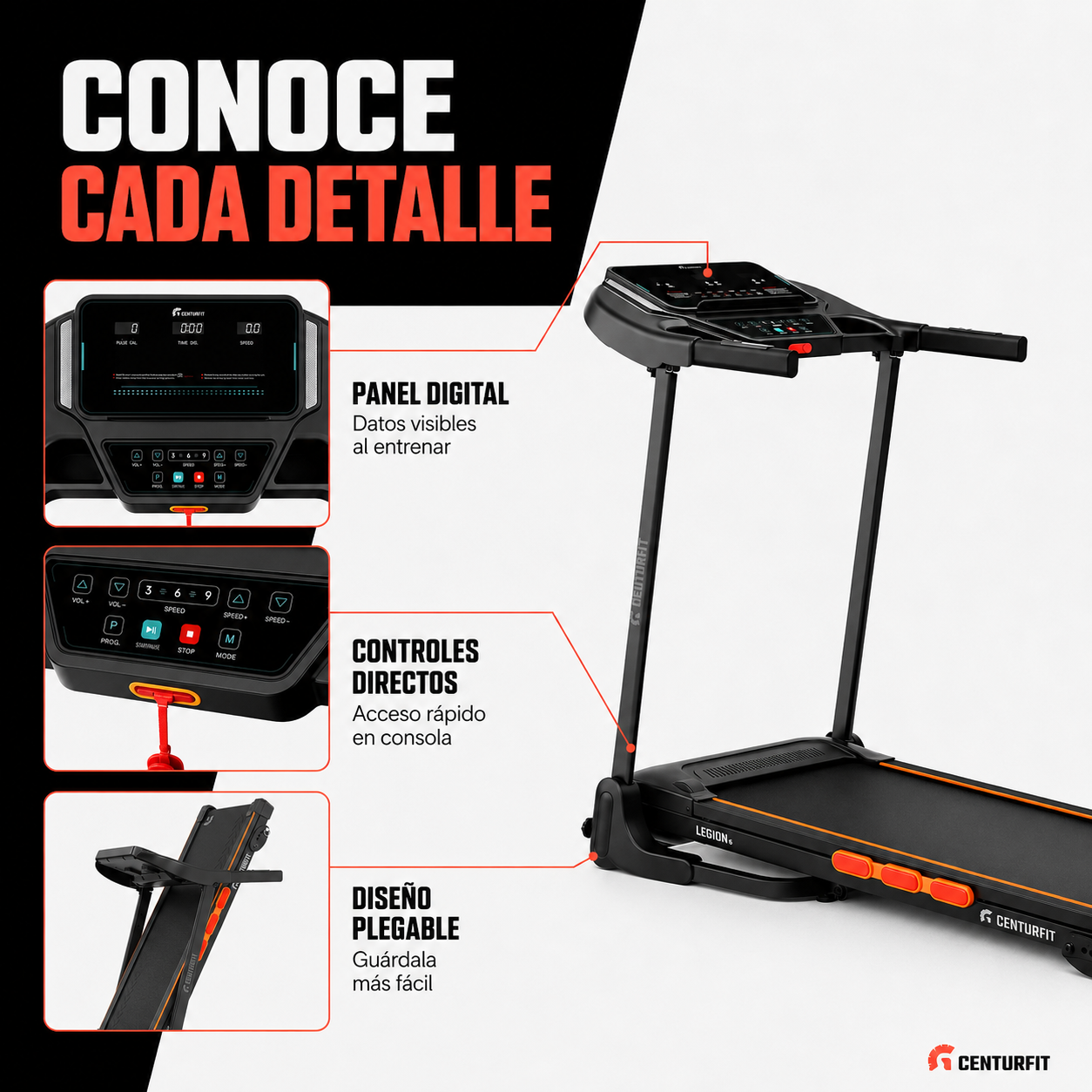 Trotadora El ctrica Plegable 2 5 HP De 12 Km h 12 Programas Bluetooth-3