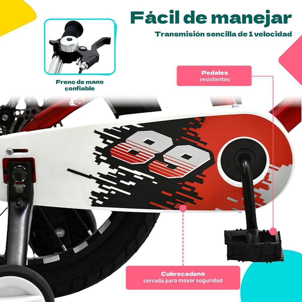 Bicicleta Ni os Infantil Roja Aro 16 Canasta Racing Rojo-2