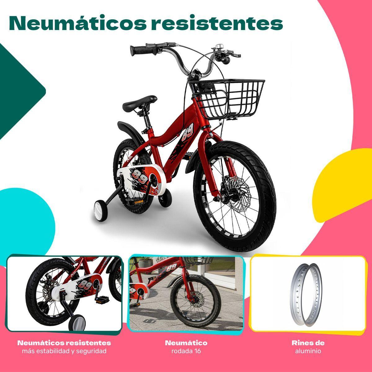 Bicicleta Ni os Infantil Roja Aro 16 Canasta Racing Rojo-3