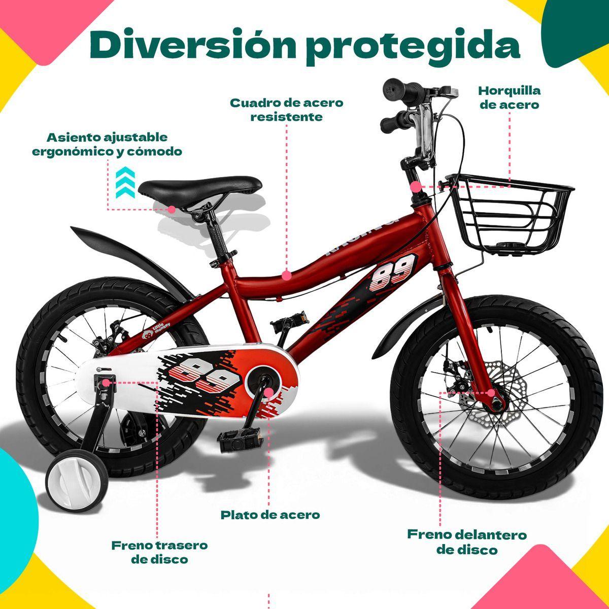 Bicicleta Ni os Infantil Roja Aro 16 Canasta Racing Rojo-5