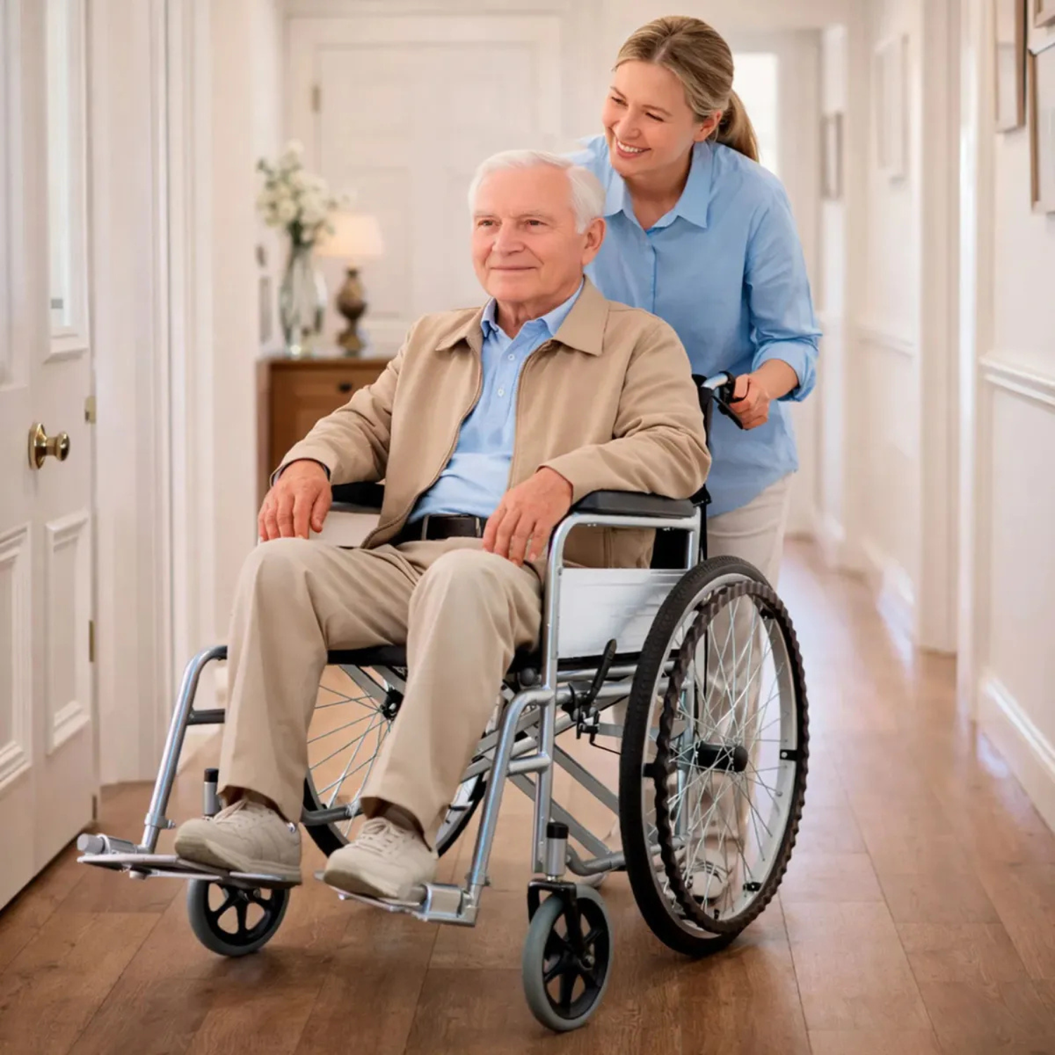 Silla Ruedas Todo Terreno Llantas Plegable Medico Uso Rudo Color Negro-3