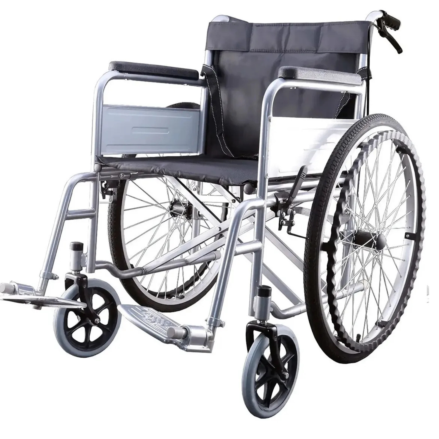 Silla Ruedas Todo Terreno Llantas Plegable Medico Uso Rudo Color Negro-4