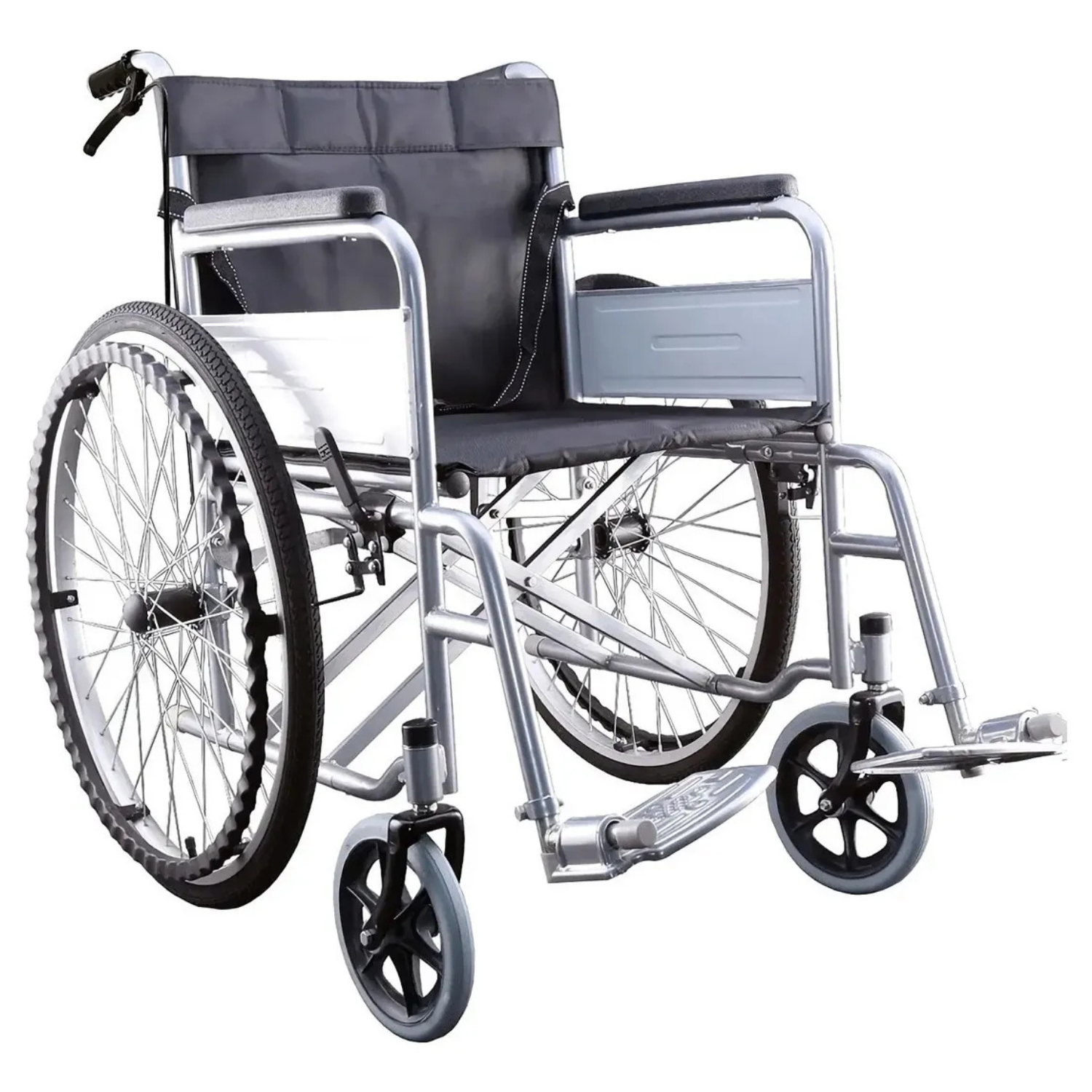 Silla Ruedas Todo Terreno Llantas Plegable Medico Uso Rudo Color Negro-5