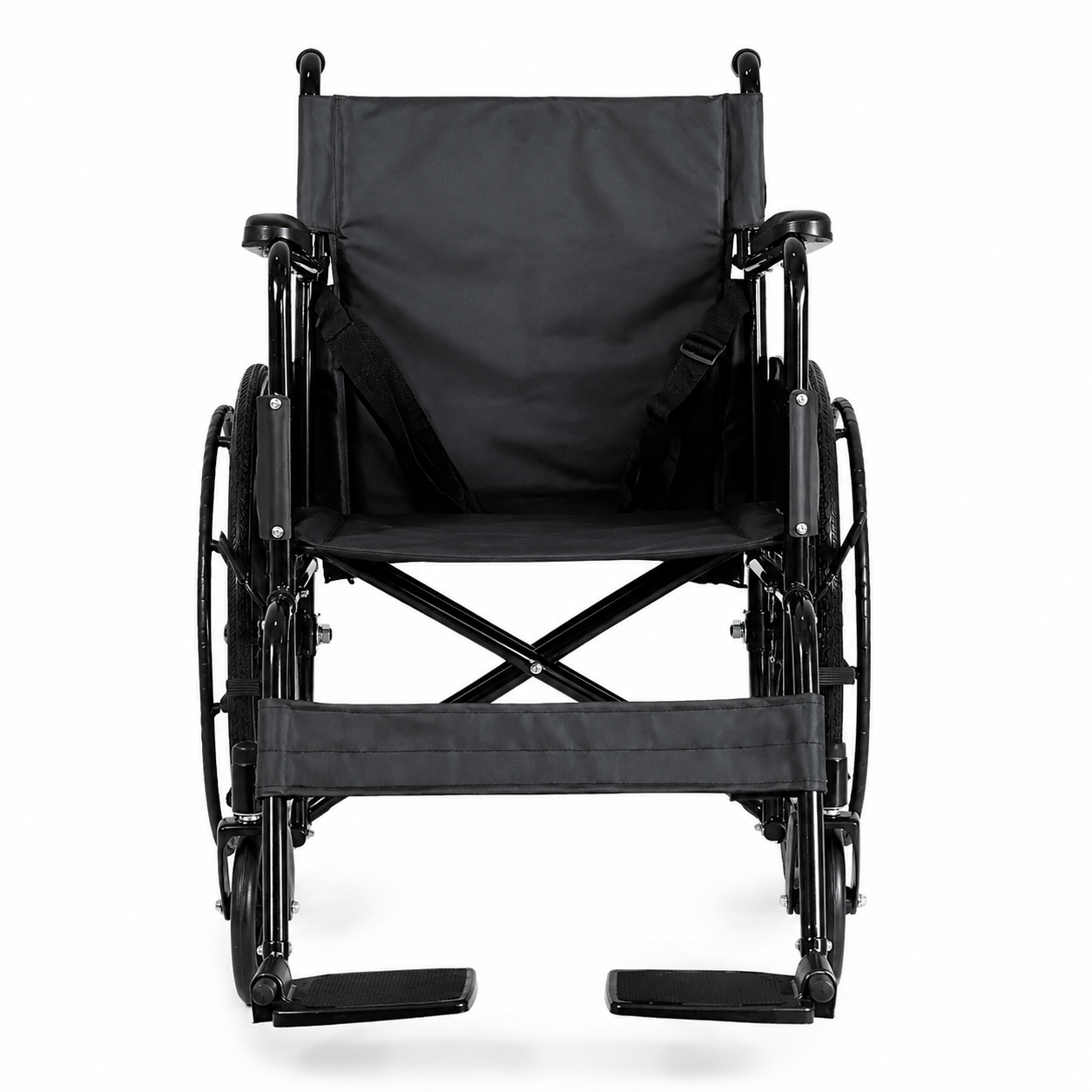 Silla De Ruedas Manual Plegable 24 Acero 130 Kg Nanofort Apoyapi s Removibles Color Negro-1