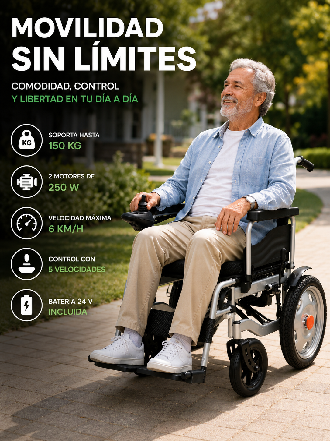 Silla De Ruedas Eléctrica Reforzada 5 Velocidades Joystick-5