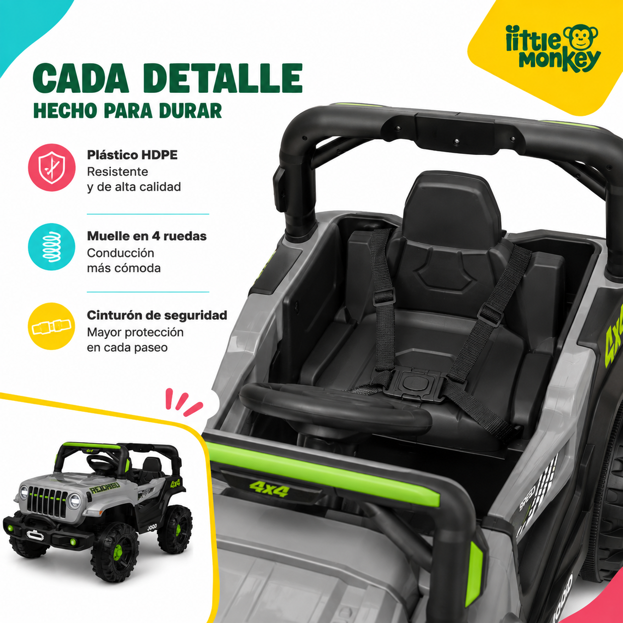 AUTO Camioneta  A BATERIA   12v 2 Motores Niño Control Usb-4