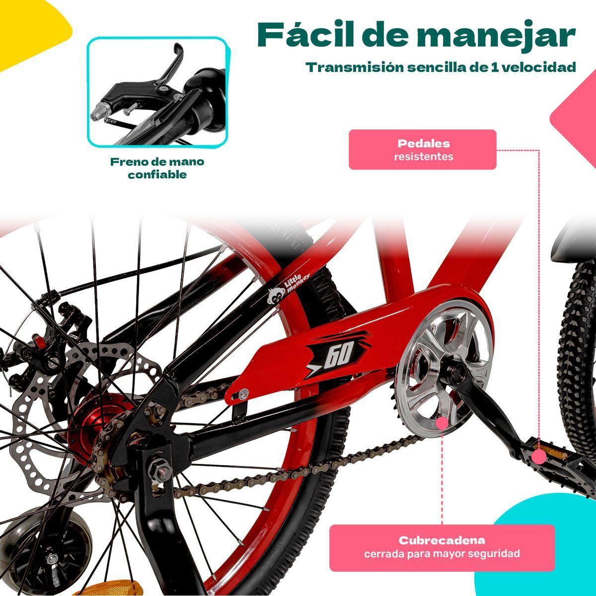 Bicicleta Infantil Rodada 20 Ni os Bici Color Rojo Luces Led Tama o Del Cuadro L-3