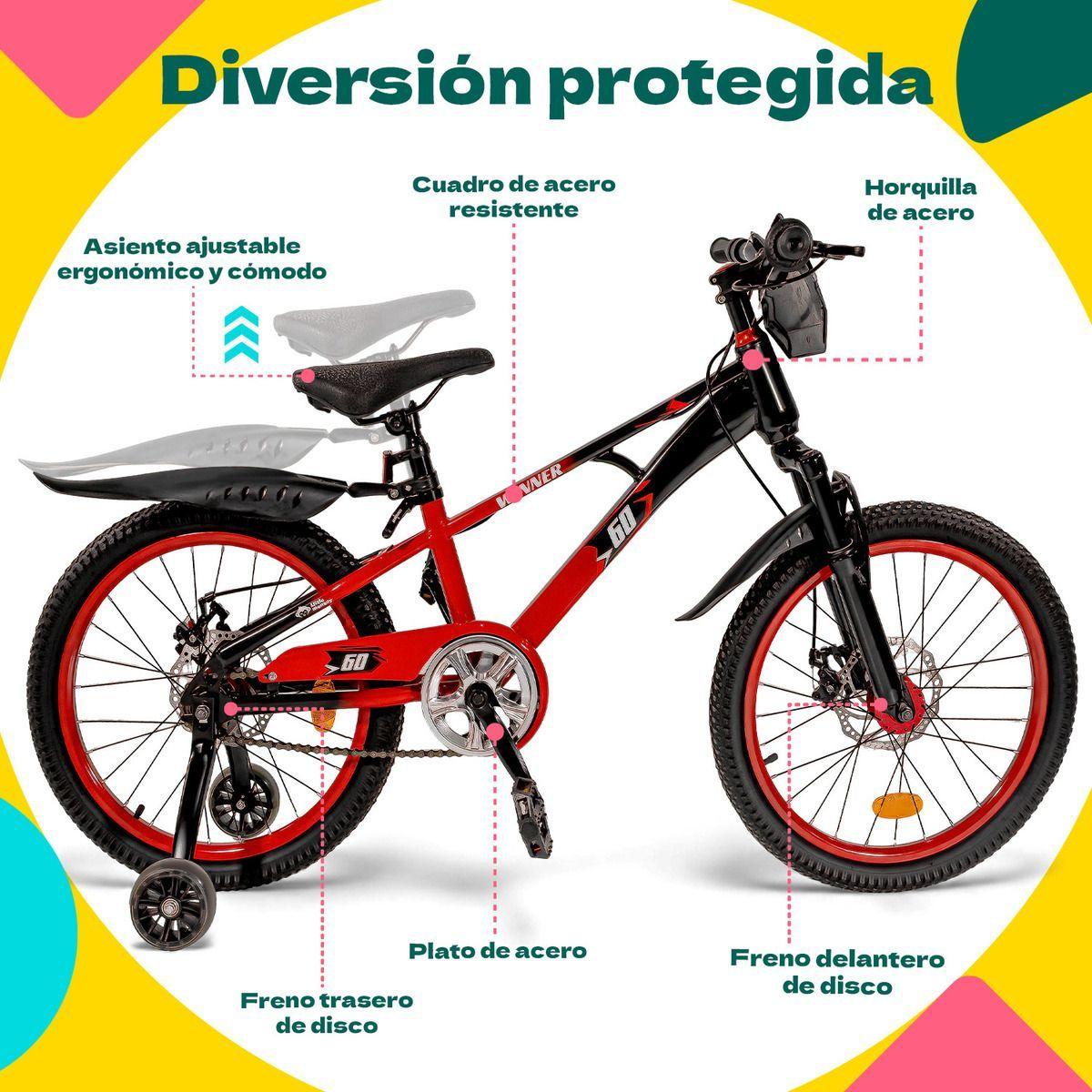 Bicicleta Infantil Rodada 20 Ni os Bici Color Rojo Luces Led Tama o Del Cuadro L-5