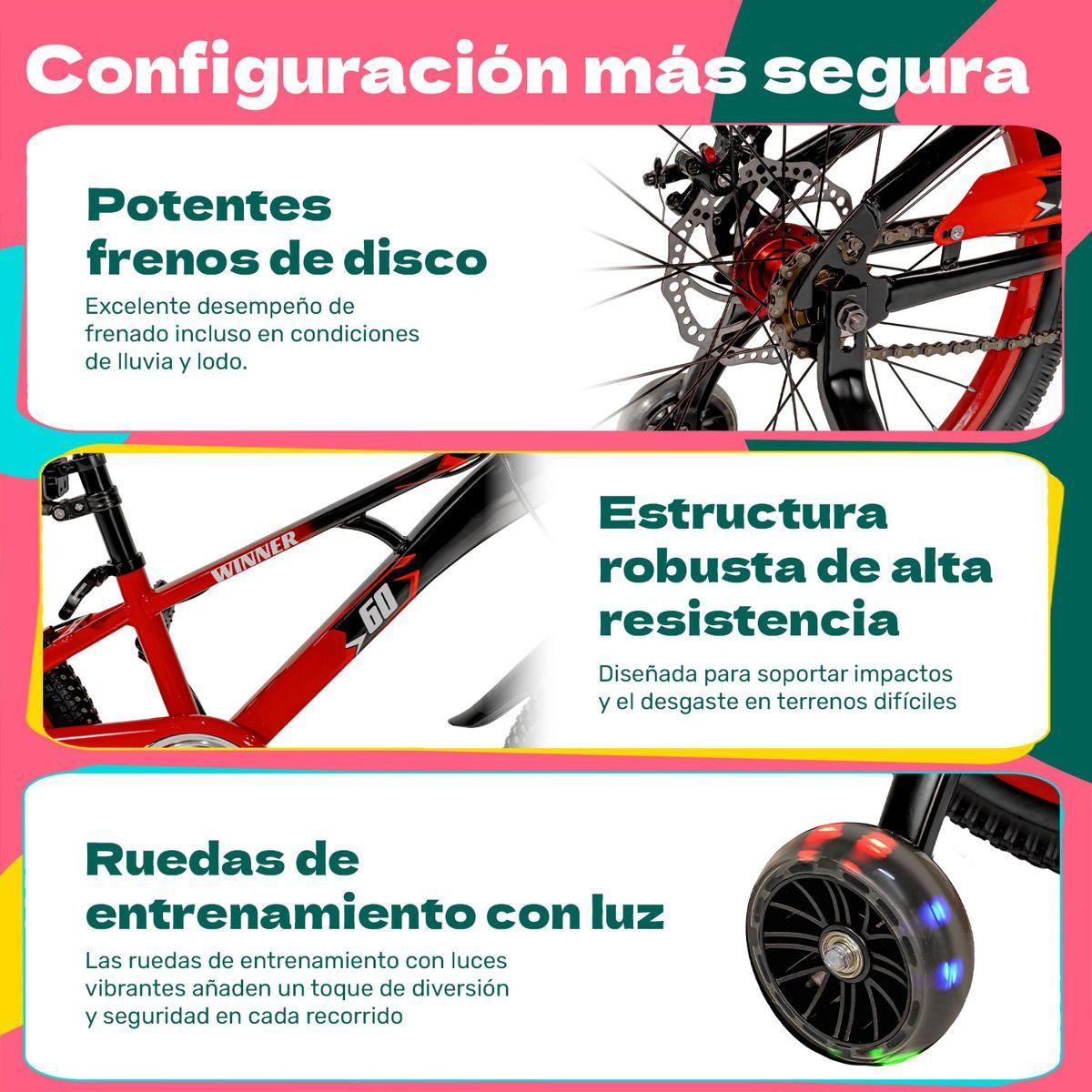 Bicicleta Infantil Rodada 20 Ni os Bici Color Rojo Luces Led Tama o Del Cuadro L-6