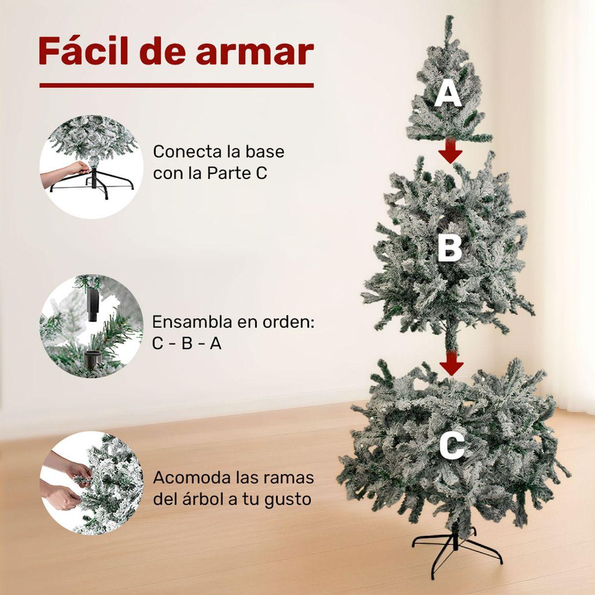 Arbol Navidad Nevado 1.6m Pino Artificial 400 Ramas Nevado-2