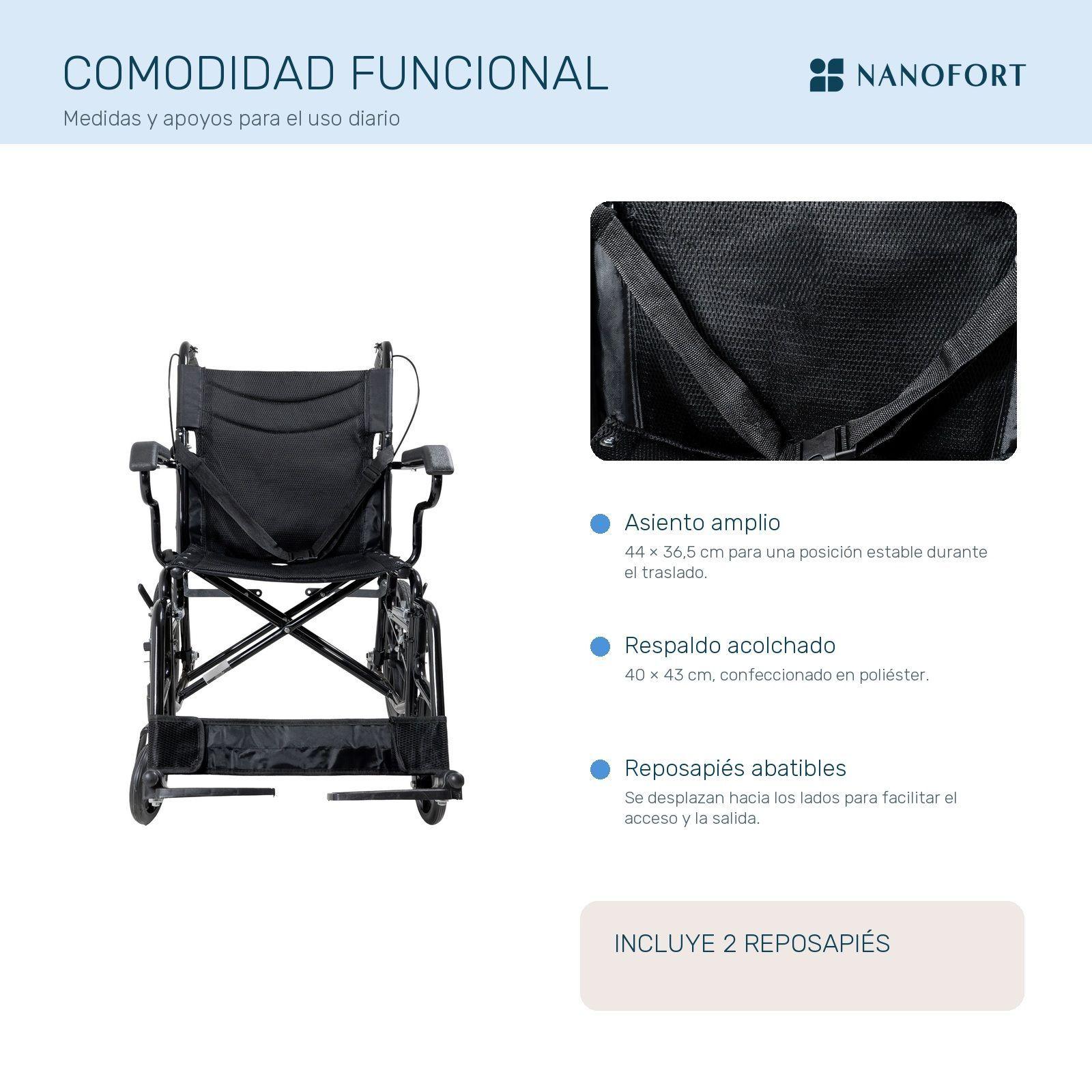 Silla de Ruedas Manual Plegable 120 kg Doble Freno-3