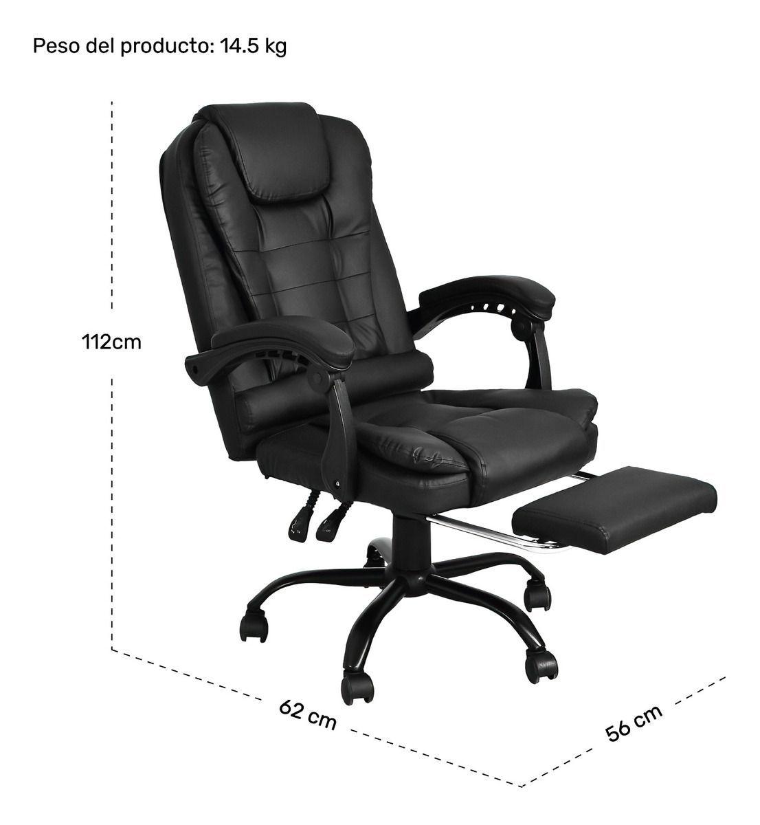 Silla de Escritorio de Oficina Ejecutiva  Giratoria Doble Masaje  o Vinipiel-5