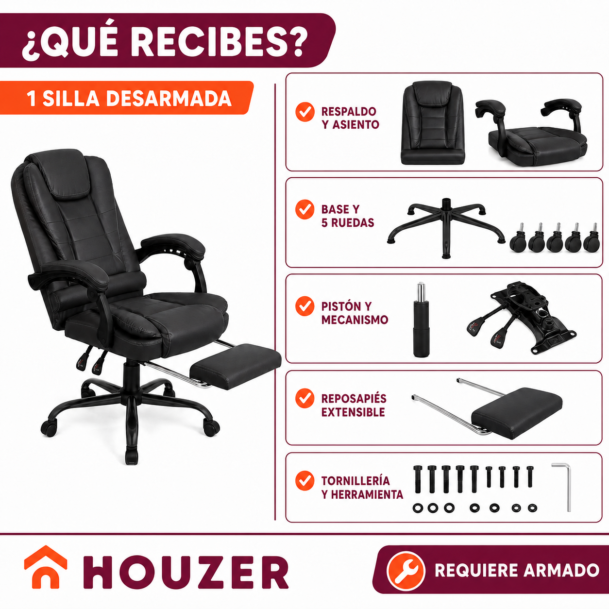 Silla de Escritorio de Oficina Ejecutiva  Giratoria Doble Masaje  o Vinipiel-4