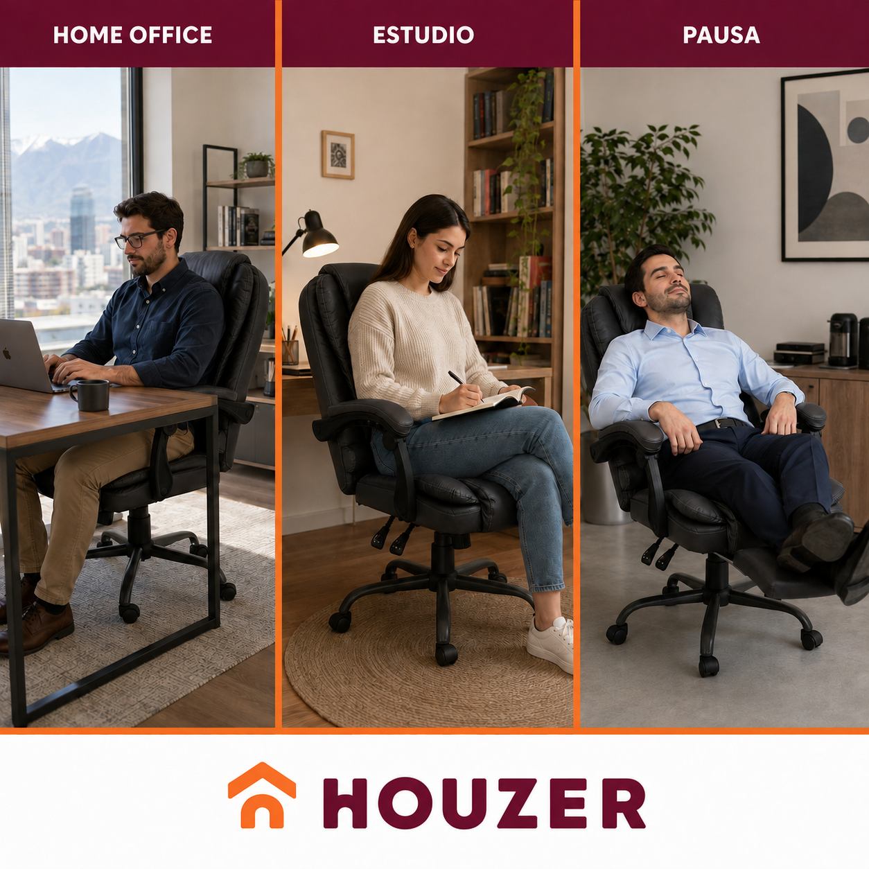 Silla de Escritorio de Oficina Ejecutiva  Giratoria Doble Masaje  o Vinipiel-5