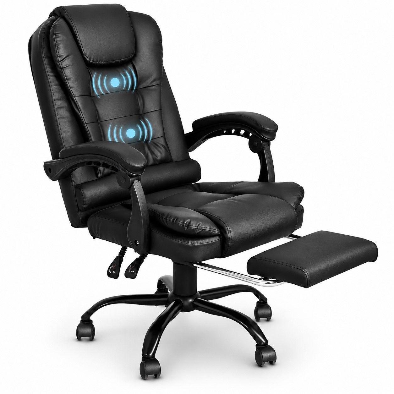 Silla Oficina Ejecutiva Escritorio Reclinable Con Masajeador Reposapies Vinipiel-0