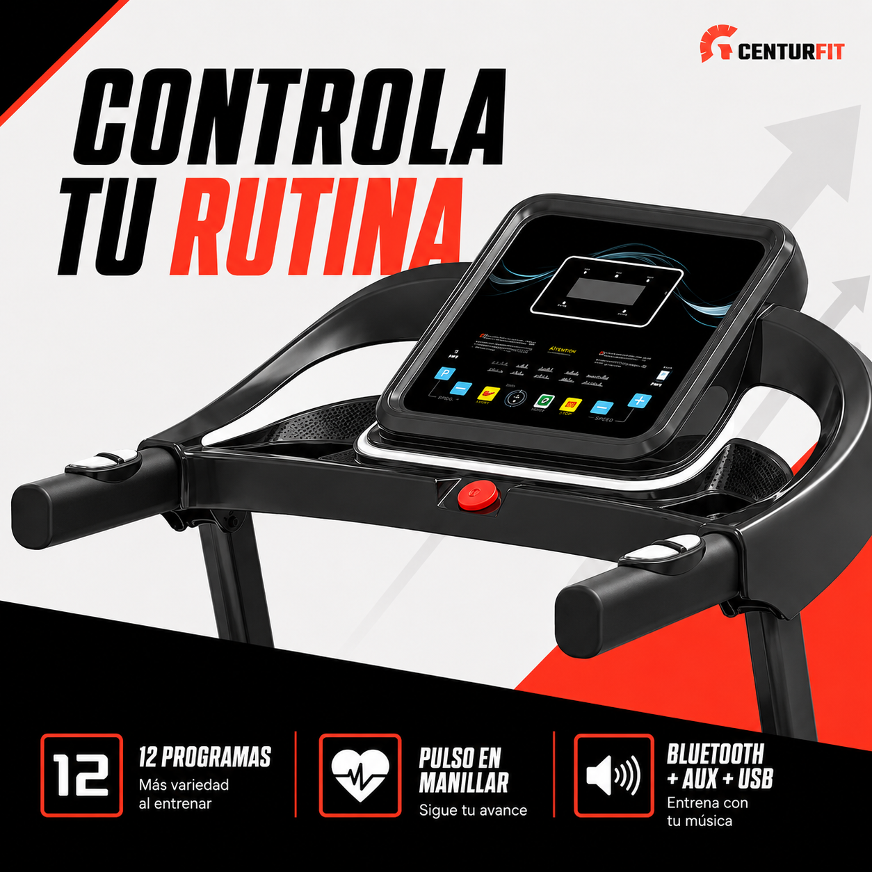 Trotadora Plegable C8050 Centurfit 10 Km/h Pantalla Bluetooth 1.8 Hp Profesional-3