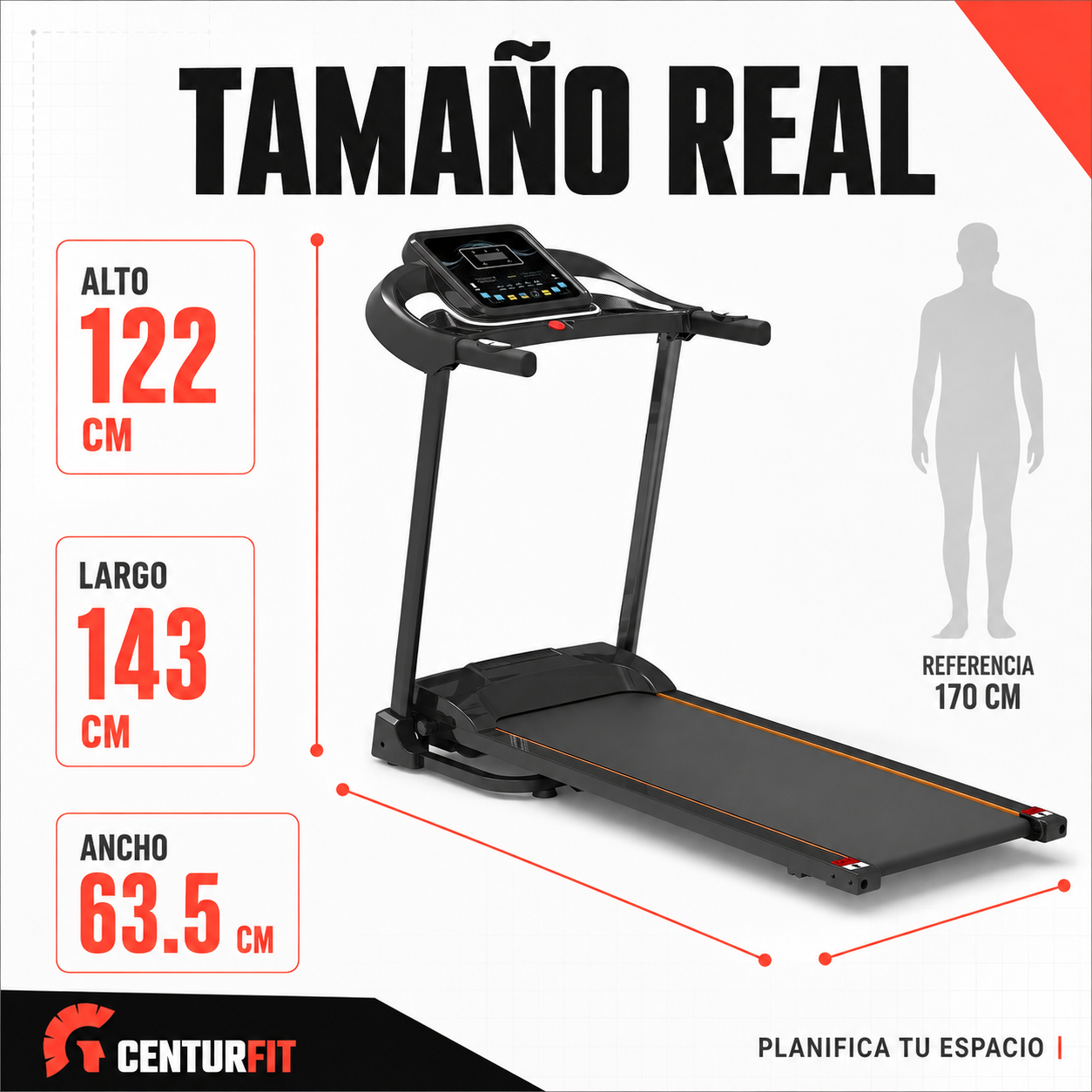 Trotadora Plegable C8050 Centurfit 10 Km/h Pantalla Bluetooth 1.8 Hp Profesional-6