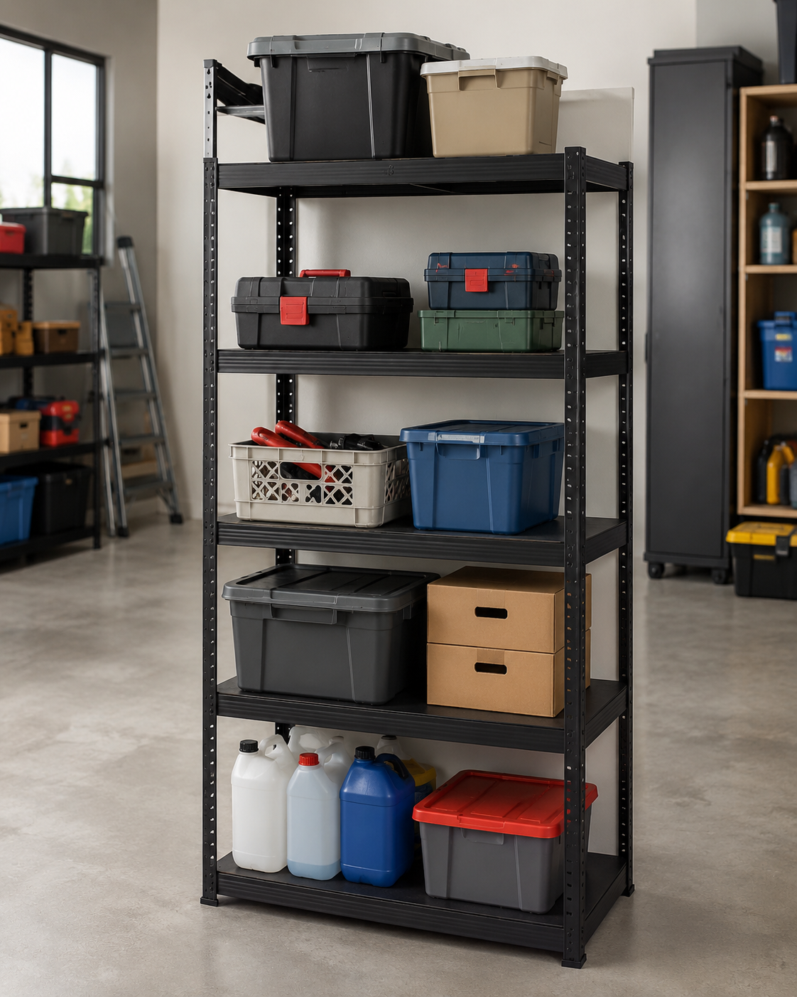 Estante Metalico Negro Rack Pack 5 Niveles 180x90x40 Cm Soporta 180 Kg-3