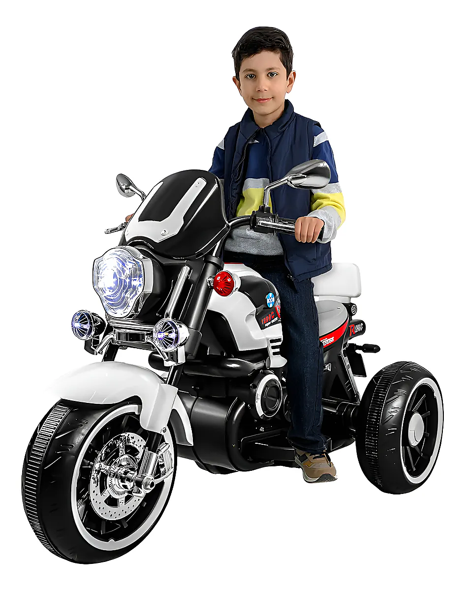 Montable Electrico Motocicleta 12v Niños 2-8 Años Bluetooth Color Blanco-0
