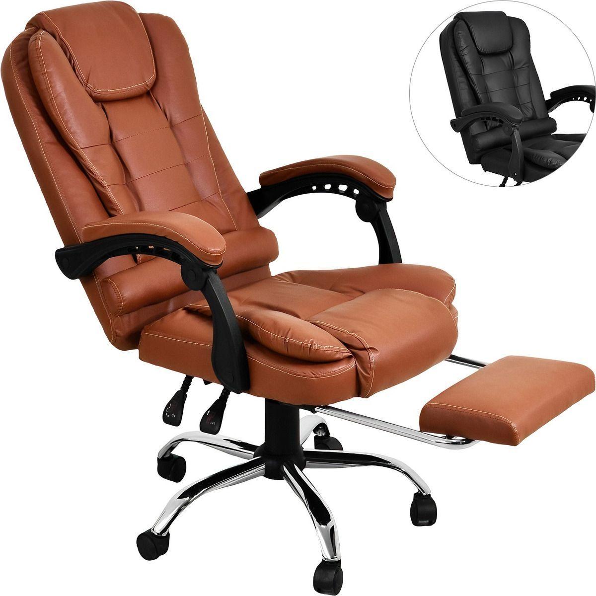 Silla Oficina Ejecutiva Escritorio Giratoria Doble Masaje Color Café Material Del Tapizado Vinipiel-2