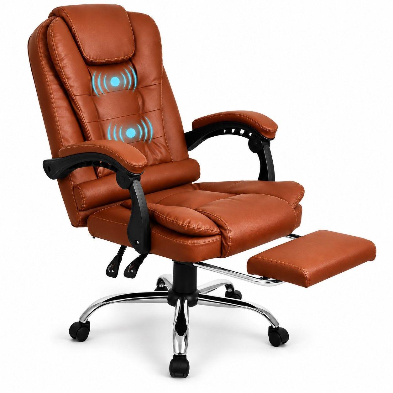 Silla Oficina Ejecutiva Escritorio Reclinable Con Masajeador Reposapies Vinipiel-0