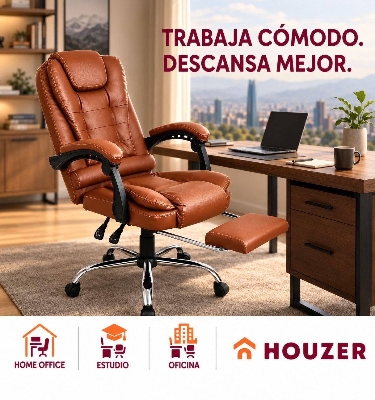 Silla Oficina Ejecutiva Escritorio Reclinable Con Masajeador Reposapies Vinipiel-1