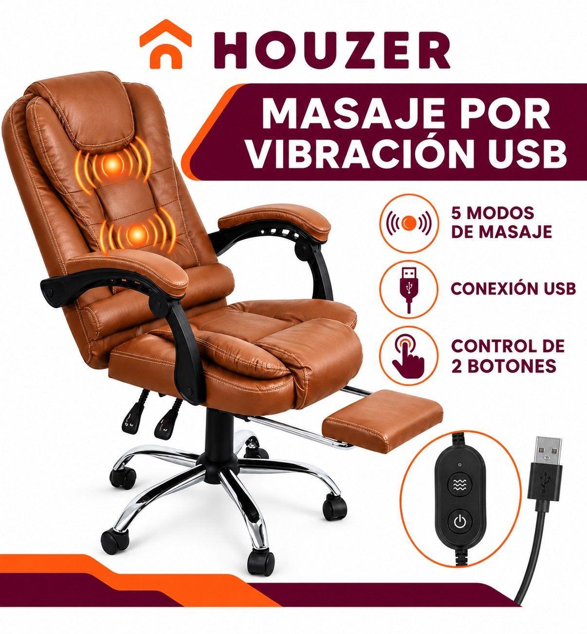 Silla Oficina Ejecutiva Escritorio Reclinable Con Masajeador Reposapies Vinipiel-2