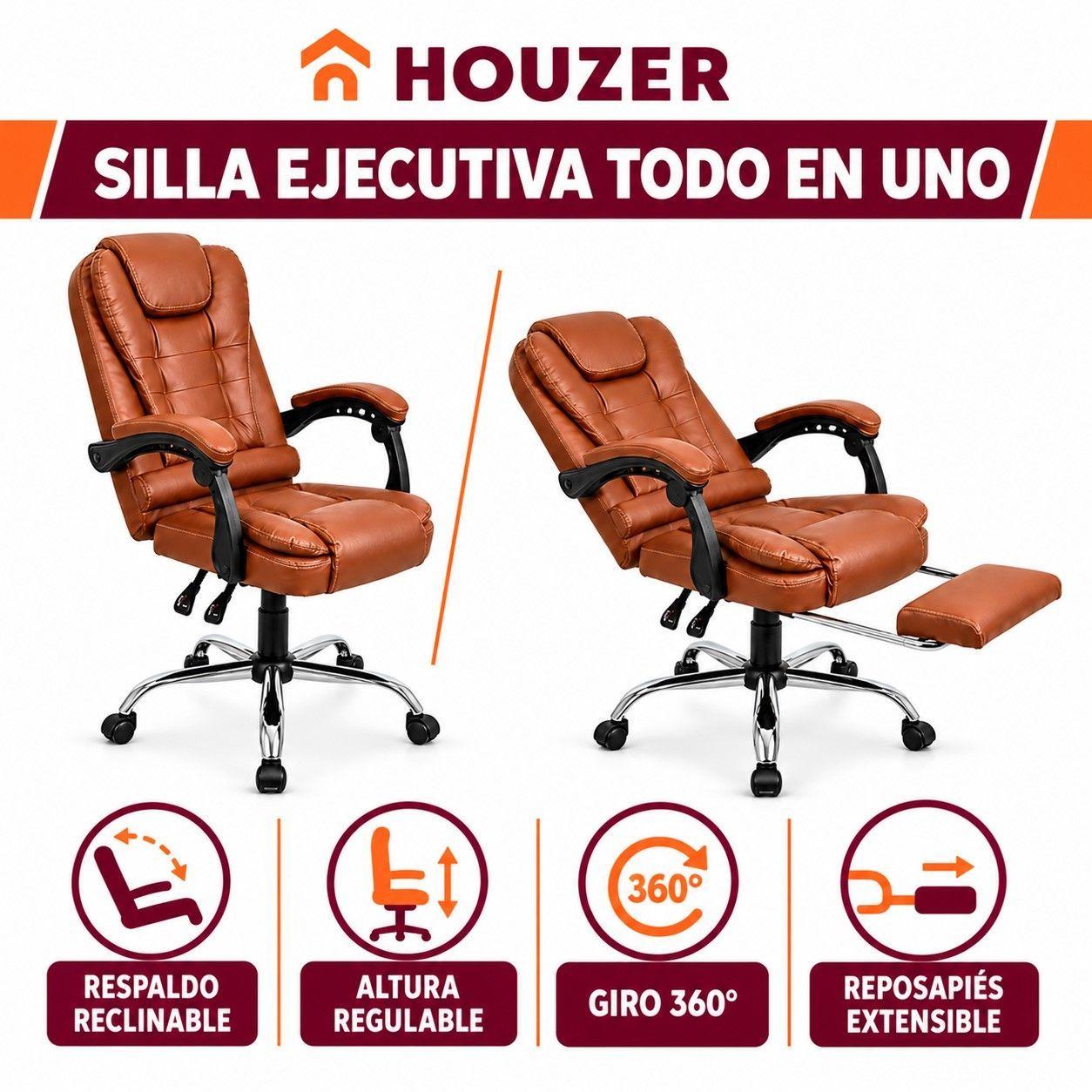 Silla Oficina Ejecutiva Escritorio Reclinable Con Masajeador Reposapies Vinipiel-3