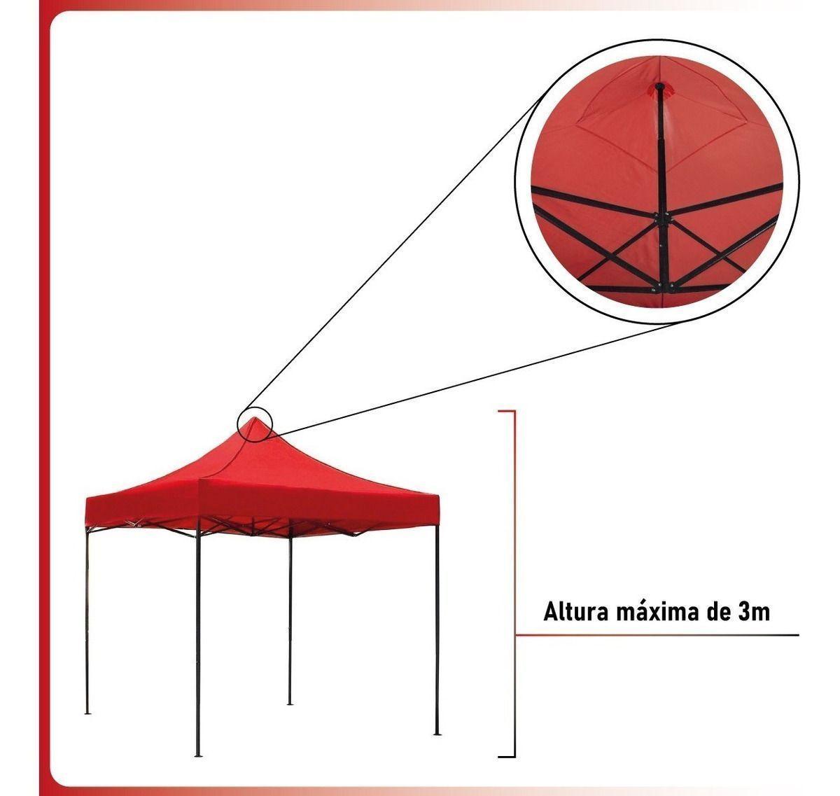 Toldo Plegable 3x2 Impermable Ajustable Rojo-3