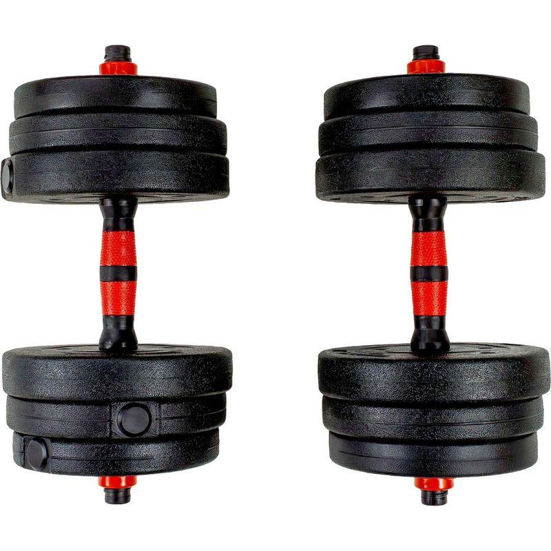 Set Mancuernas Barra Ajustables 20 Kg 3 En 1 rojo -9