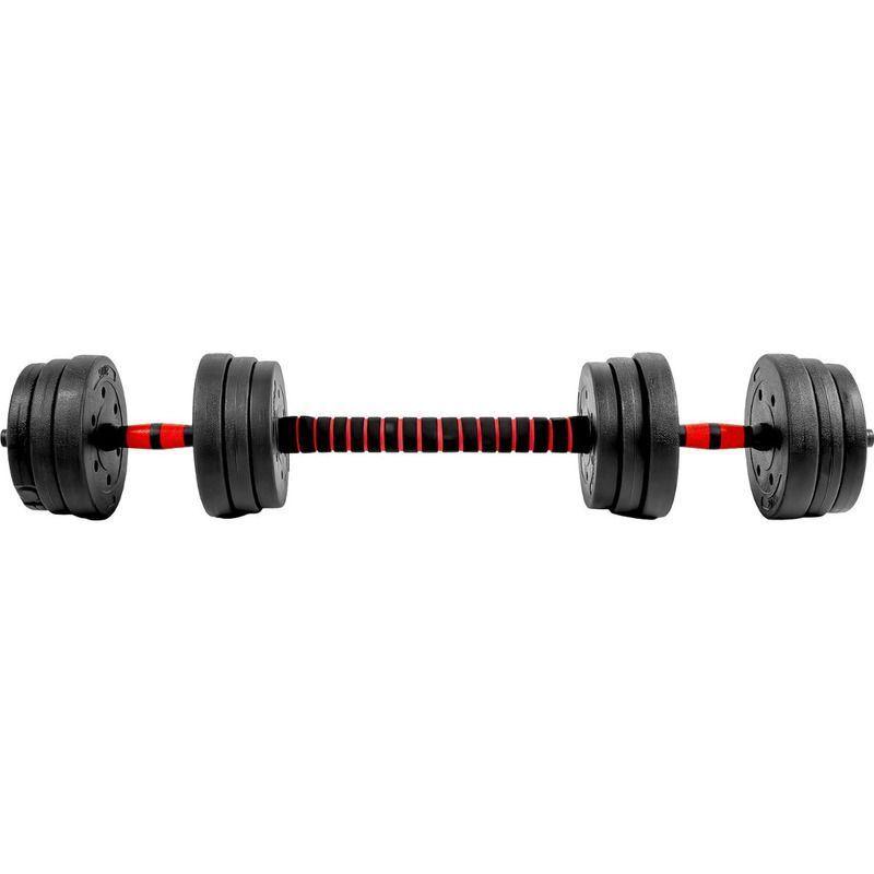 Set Mancuernas Barra Ajustables 20 Kg 3 En 1 rojo -1