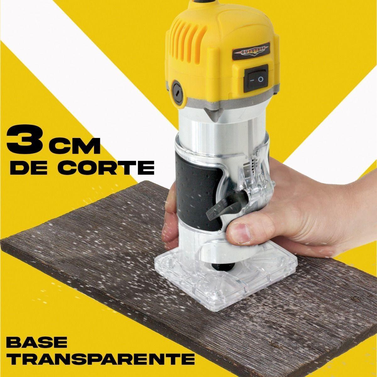 Fresadora De Mano Gutstark Mini Router + 12 Fresas 450 W Rebajadora -4