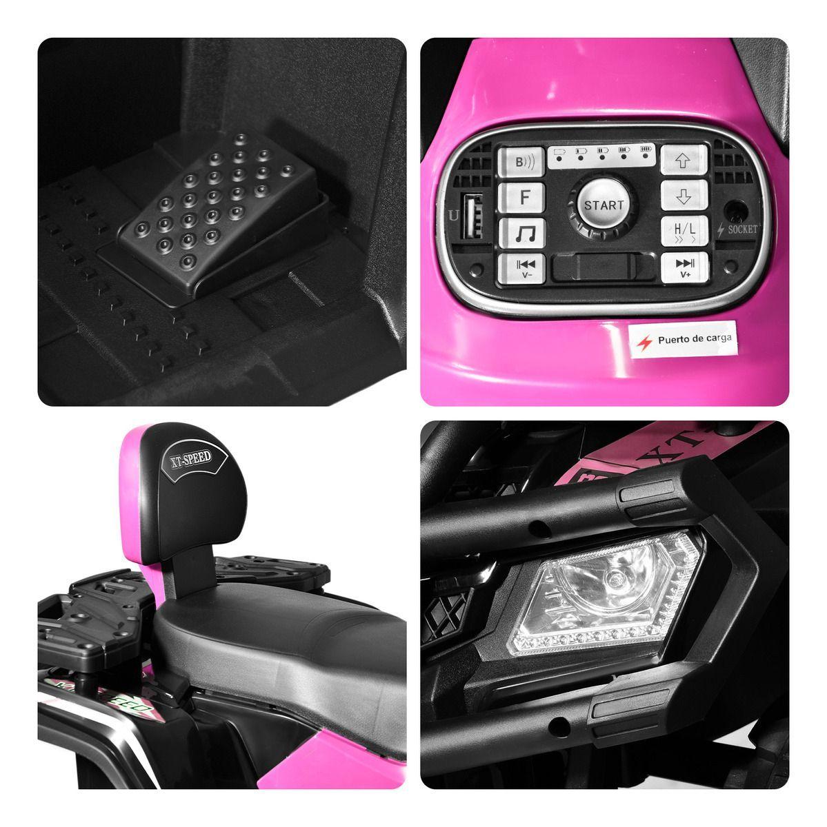 Montable Cuatrimoto Electrica Usb Bluetooth Radio 2 Vel 12v Color Rosa-3