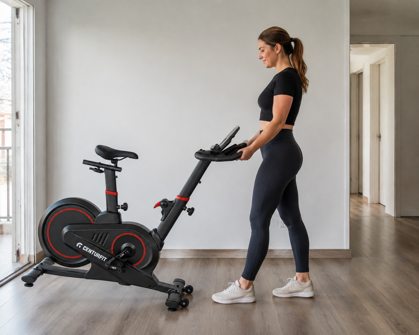 Bicicleta Spinning Magn tica 18 Kg Centurfit Soporta 120 Kg Con Pantalla LCD Asiento Ajustable-5