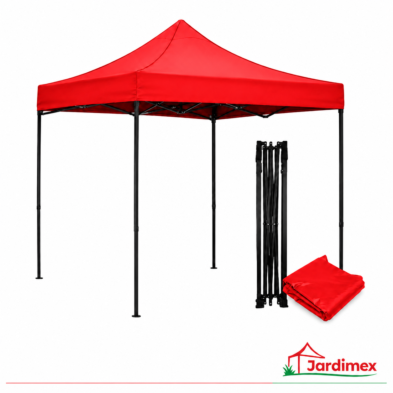 Toldo Plegable Jardimex 3x3 Carpa Impermeable Protección UV Rojo-0