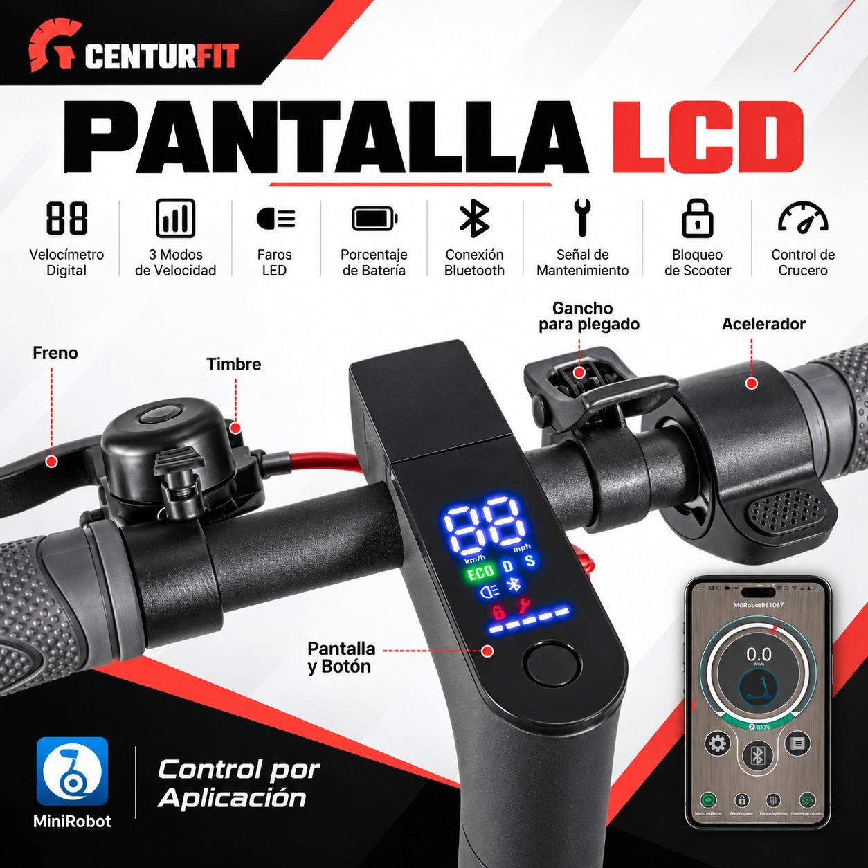 Scooter Electrico Plegable E-be Lx30 Monopatin 32km Led 500w Color Negro-2