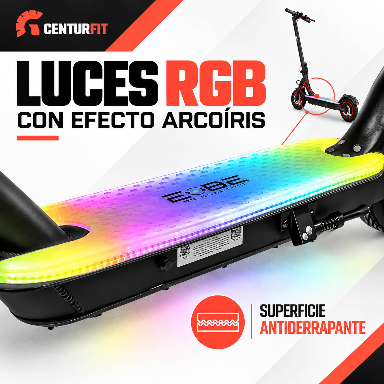 Scooter Electrico Plegable E-be Lx30 Monopatin 32km Led 500w Color Negro-4