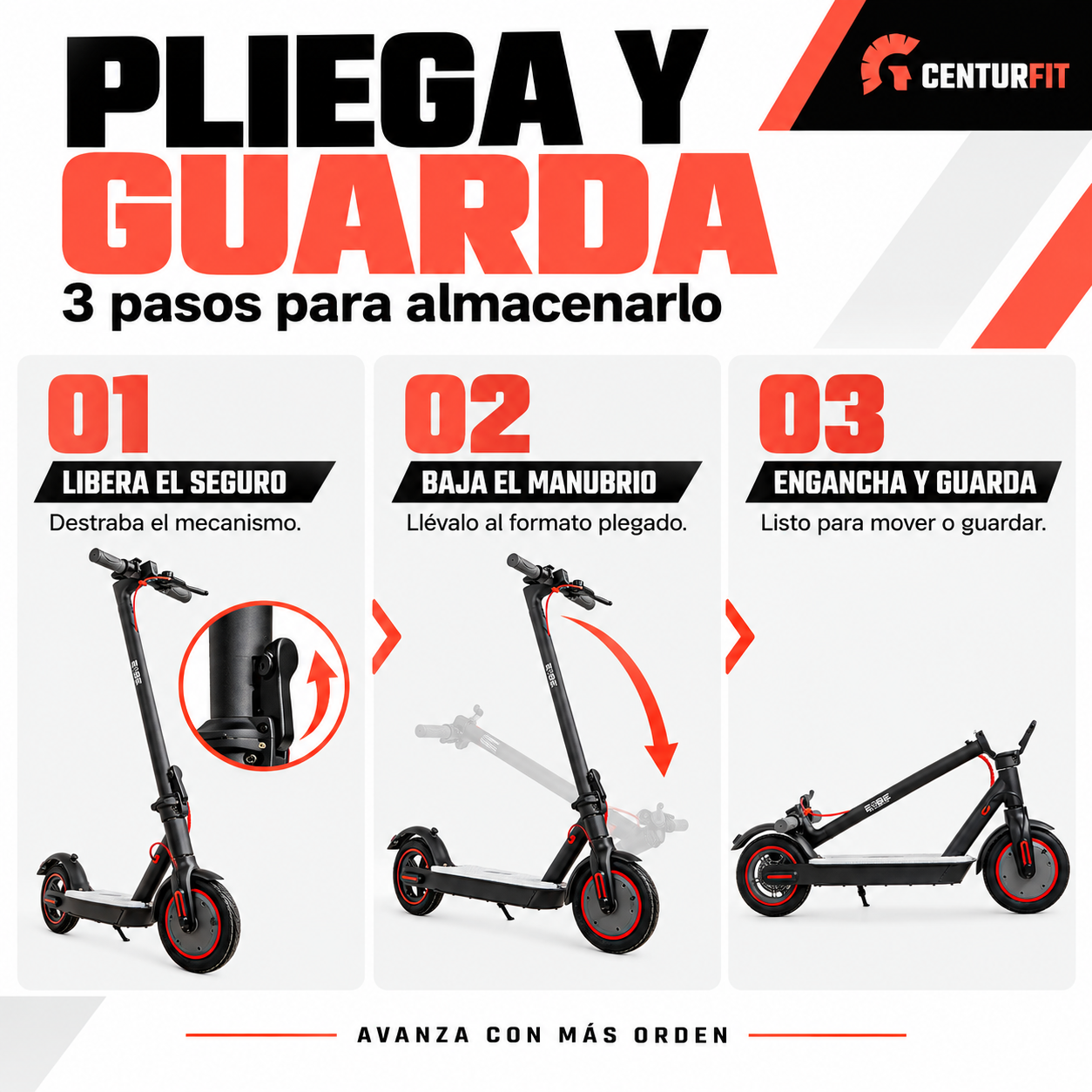 Scooter Electrico Plegable E-be Lx30 Monopatin 32km Led 500w Color Negro-7