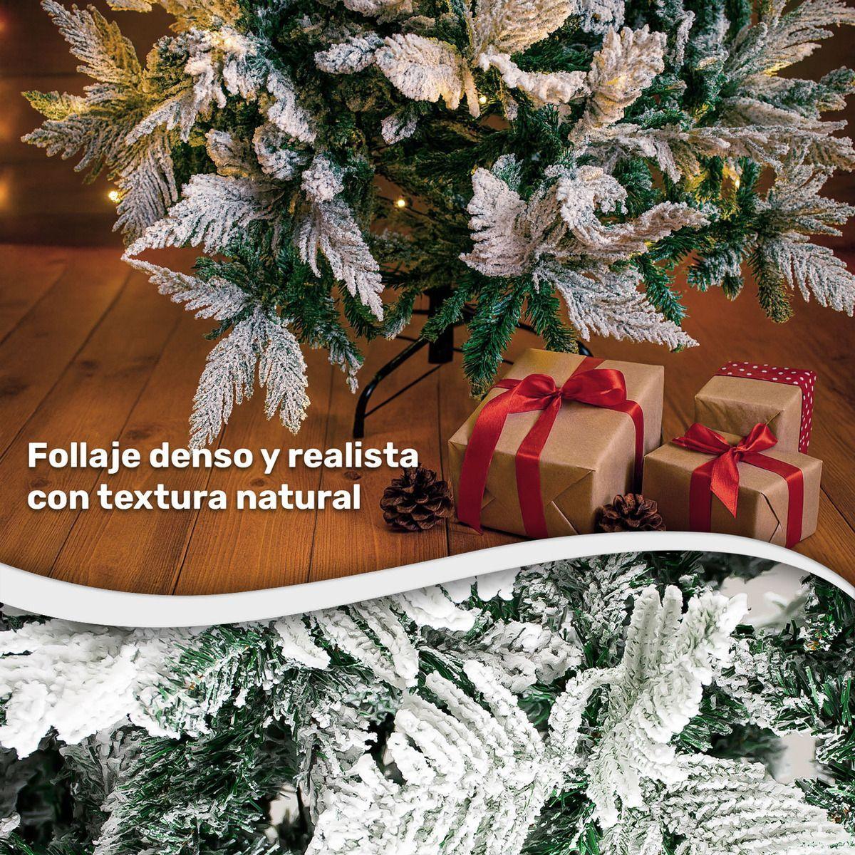 Arbol Navidad Nevado 1.96m Pino Copos De Nieve Verde Nevado-3