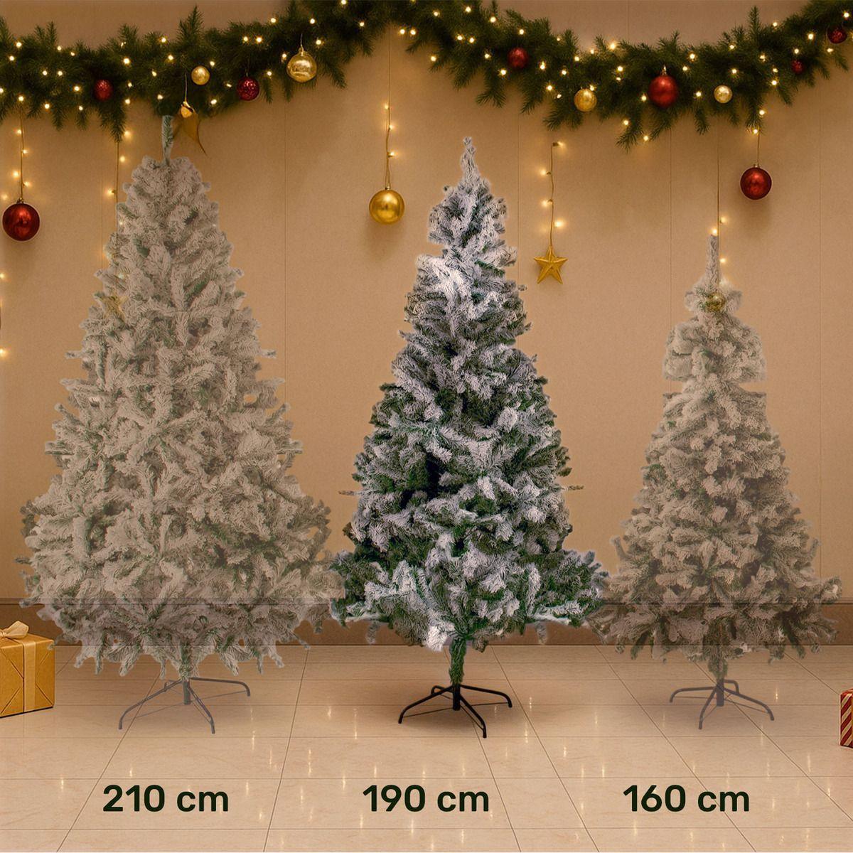 Arbol Navidad Nevado 1.96m Pino Copos De Nieve Verde Nevado-5