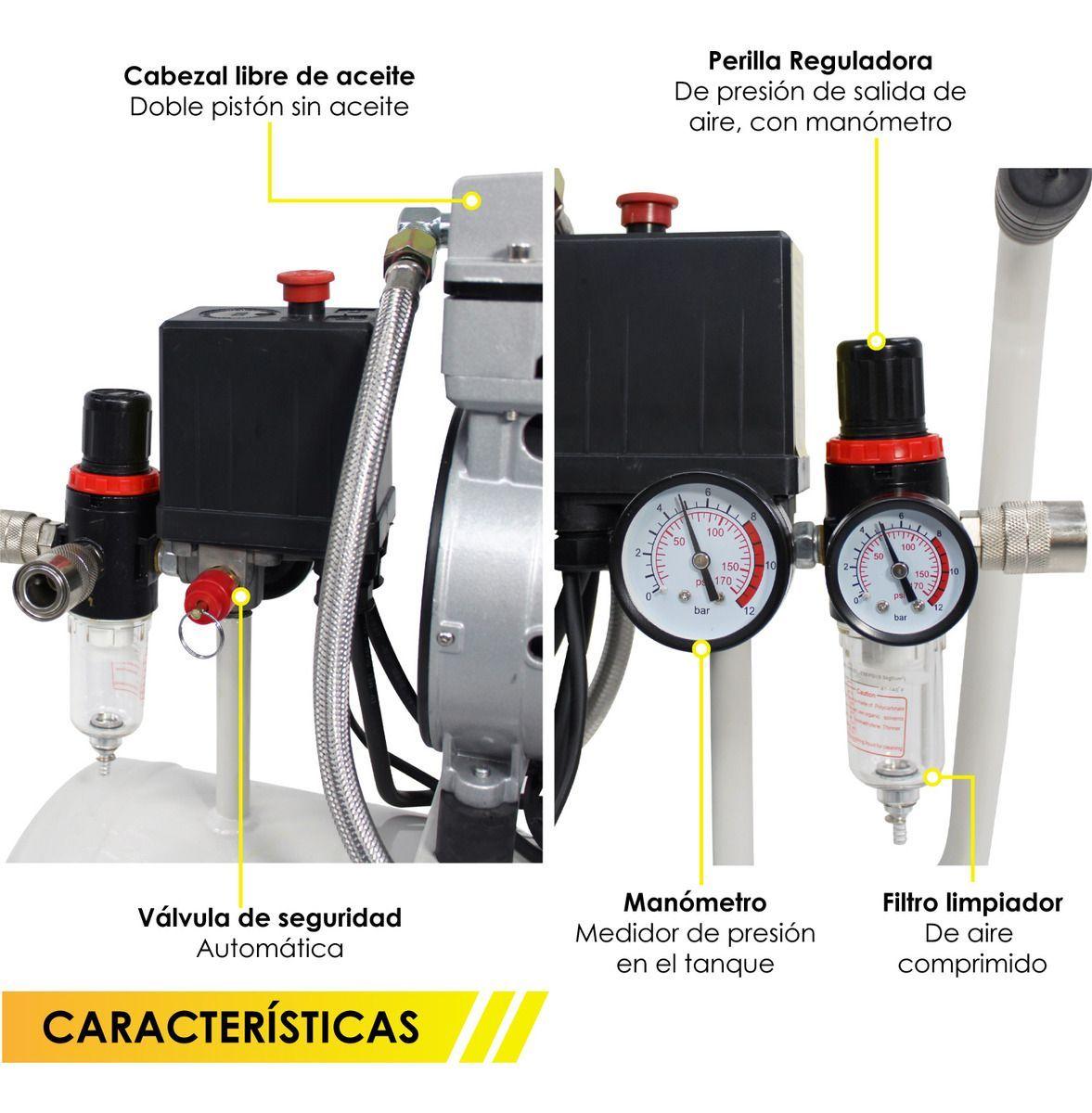 Compresor Libre De Aceite Silencioso 25lts 1hp 220v Dental-3