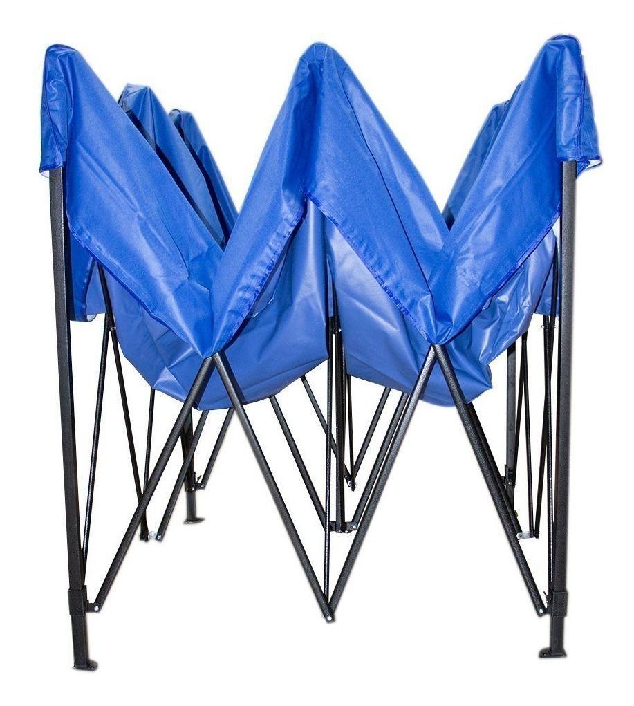 Toldo Plegable Jardimex 2x2 Paredes Antilluvia Proteccion UV Azul-2