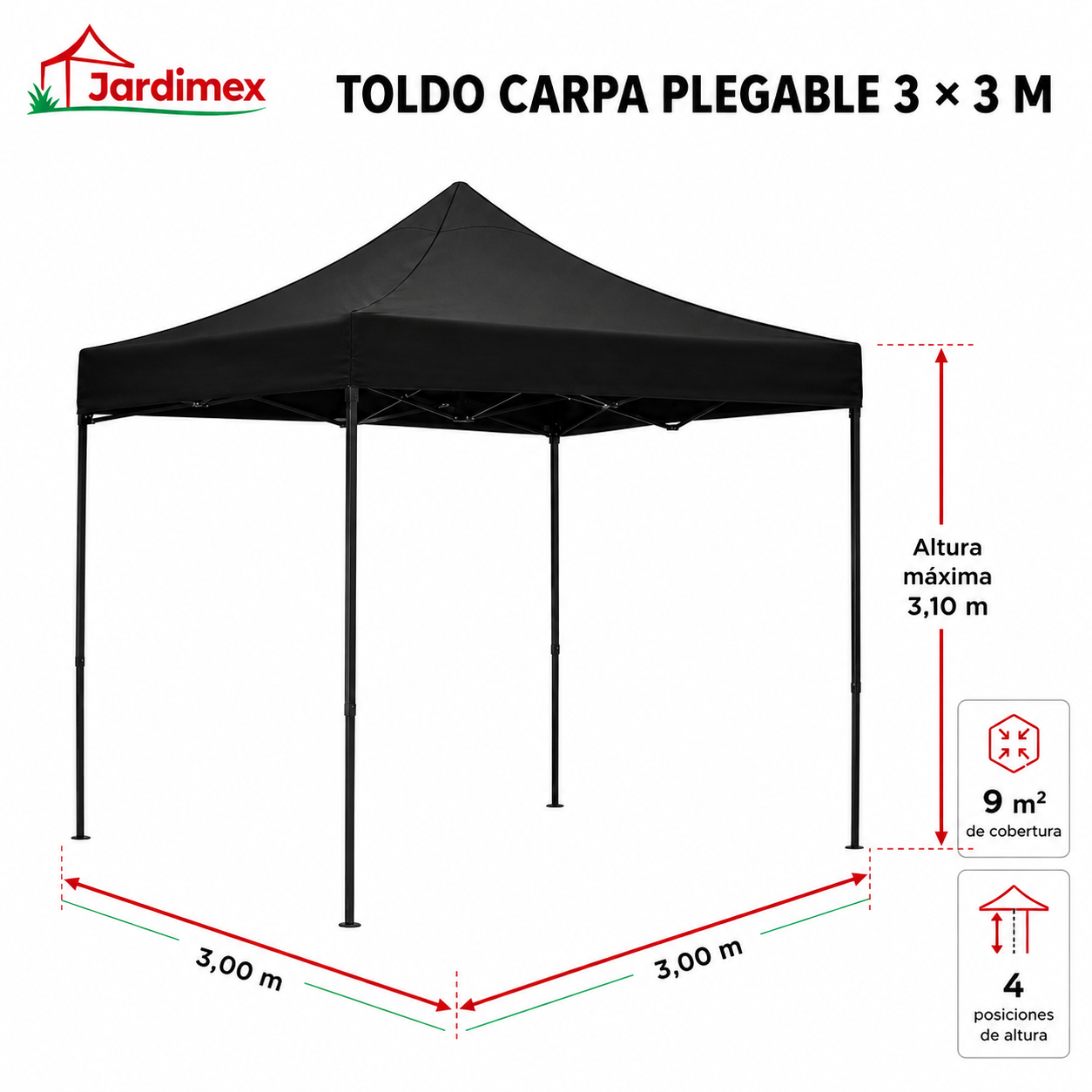 Quitasol 2,7 mt Blanco Plegable Ajustable Redondo -2