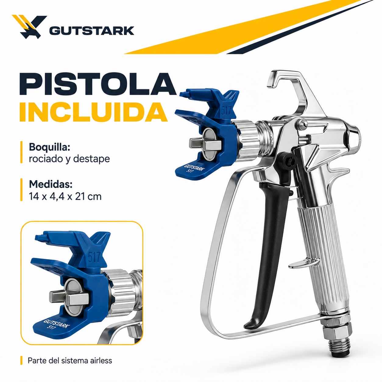 Pistola P/ Pintar Electrica Pulverizador  Industrial Sin Aire 3000psi-6