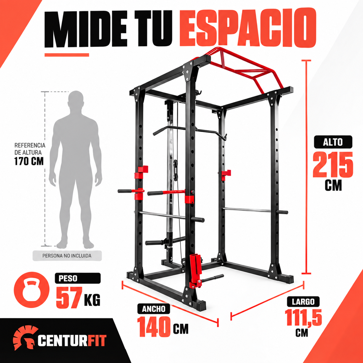 Power Rack Centurfit Multifuncional Tren Superior 9 Rutinas-3