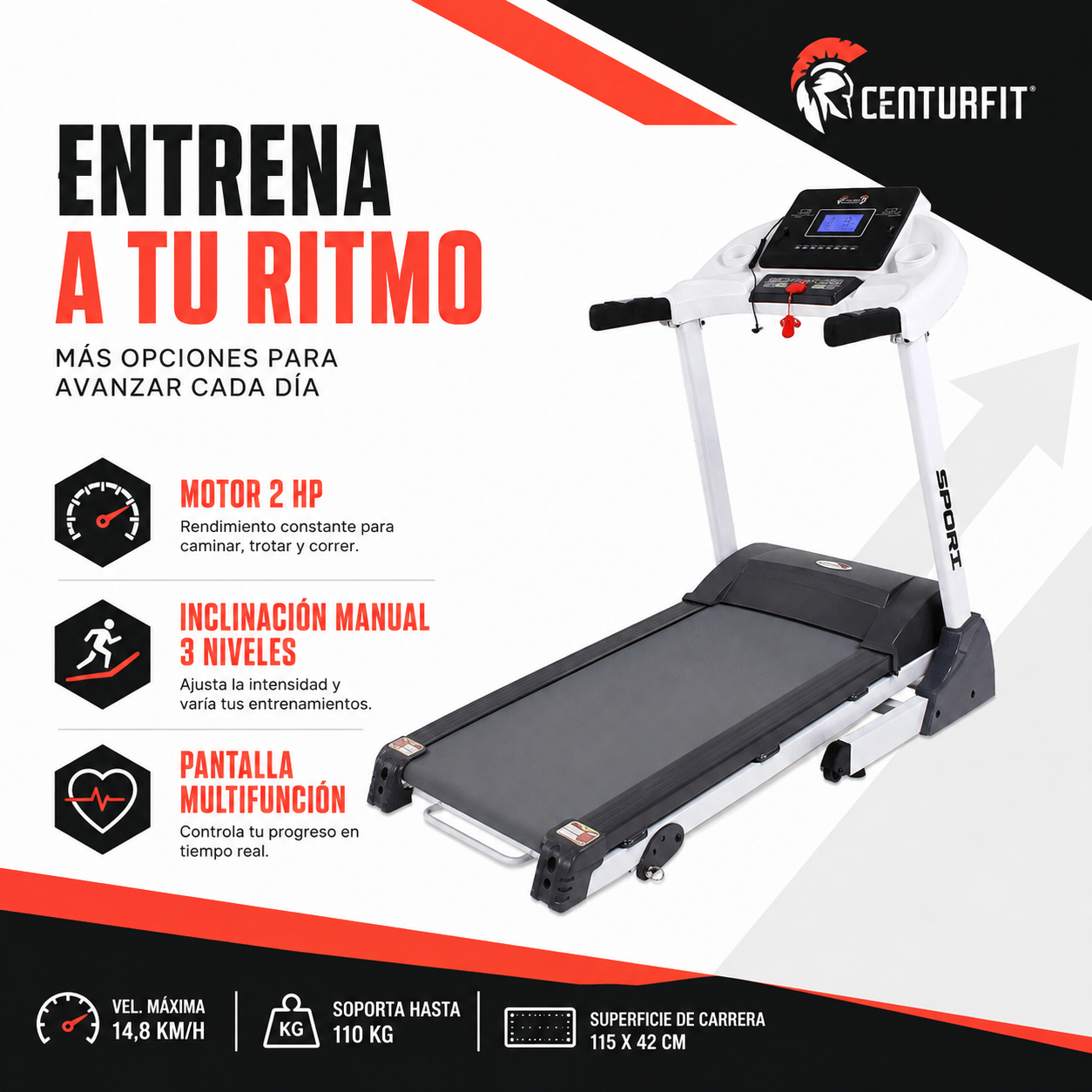 Trotadora Electrica Plegable Inclinacion 2hp 16km/h Bluetoot-1